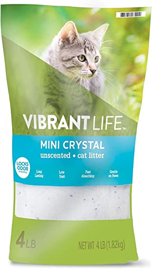 Vibrant Life Cat Litter Ultra Premium Crystals Litter, Unscented Non Clumping Cat Litter 4-Lb (2 Pack)