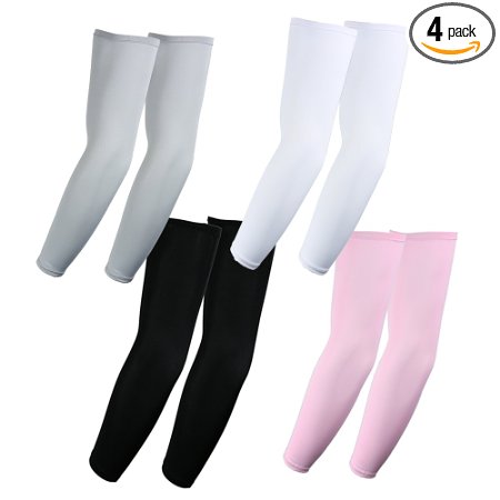 Arm Sleeves for hiking , UV SUN PROTECTION arm sleeves bundle pack, White, Black, Gray and Pink