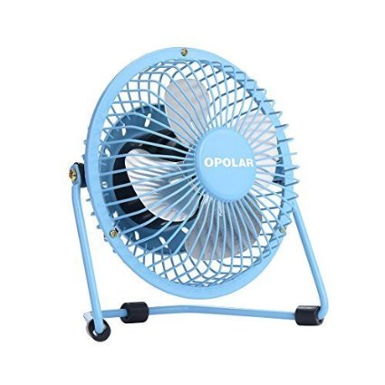 Opolar F402 Mini USB Table Desk Personal Fan USB Powered Metal Design Quiet Operation 39 USB Cord Handheld Size Power Saving Blue