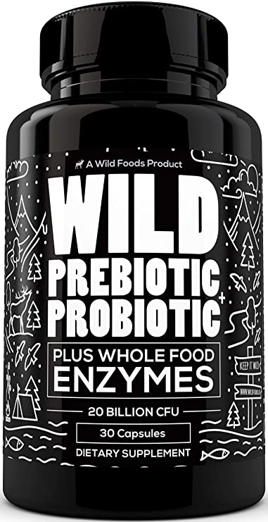 Wild Prebiotics and Probiotics for Women and Men - Breakthrough Digestive Enzymes Supplement Supports Gut Health & Digestion - Gluten Free & Non-GMO Astragalus Supplement - Wild Foods - 30 Capsules