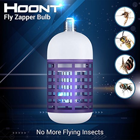 Hoont Powerful Electronic Indoor Bug Zapper Bulb – Fits All Standard Bulb Sockets - Covers 500 Sq. Ft. / Fly Killer, Insect Killer, Mosquito Killer – For Residential, Commercial and Industrial Use