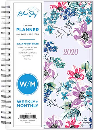 Blue Sky 2020 Weekly & Monthly Planner, Flexible Cover, Twin-Wire Binding, 5" x 8", Laila