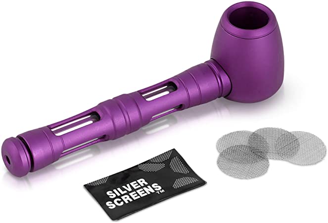 Kineex Premium Tobacco Pipe with 5 Stainless Steel Screen Filters Complete Kit (Purple)