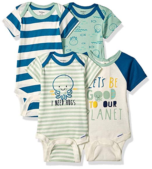 Gerber Baby Boys' 4-Pack Short-Sleeve Onesies Bodysuit