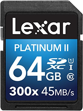 Lexar Platinum II 300x SDXC 64GB UHS-I/U1 (Up to 45MB/s Read) Flash Memory Card - LSD64GBBNL300