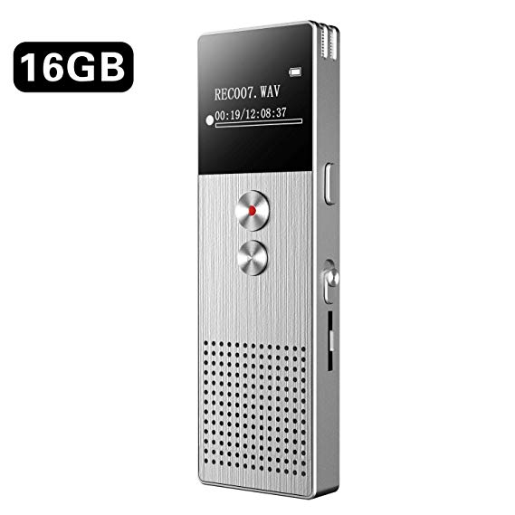 Digital Voice Recorder 16GB, BENGJIE Voice Activated Recorder with Playback, Sound Audio Recorder Dictaphone for Lectures/Meetings/Interviews, Mini Voice Recorder MP3 Player Support up to 32G TF Card