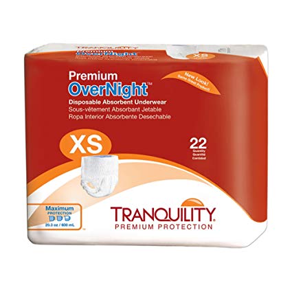 Tranquility Premium OverNight Disposable Absorbent Underwear (DAU) - XS - 22 ct
