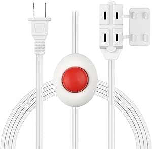 BN-LINK 12ft Indoor Extension Cord 16/2 SPT-2, 3-Outlet Power Cord with Footswitch, White, for Homes, Kitchens, and Holiday Decorations