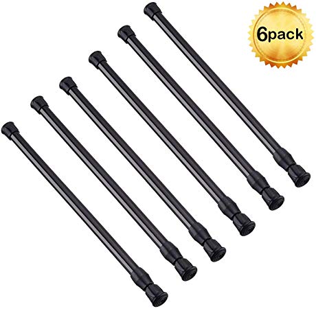 AIZESI 6PCS Tension Rods Spring Rod 28 to 48 inch Curtains Rod for Kitchen Window Bathroom(Black)