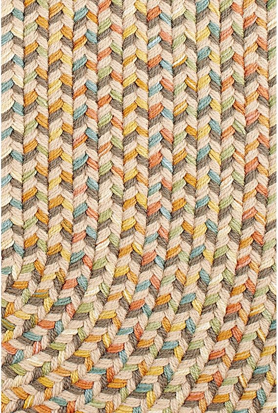 Super Area Rugs Confetti Braided Rug Traditional Rug, Earth Beige, 3' X 5' Oval