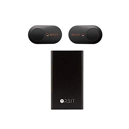 Sony WF-1000XM3 True Wireless Bluetooth Noise-Canceling Headphones, Black - with Orbit Powerbank Charger and Bluetooth Tracker, Black