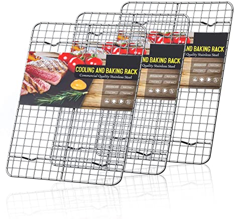 Cooling Racks for Baking,Baking Rack,Estmoon 12.5 Inch Stainless Steel Roasting & Cooling Rack,Set of 3 Heavy Duty Wire Rack Oven Rack for Cooking, Baking, Grilling, Oven &Dishwasher Safe.