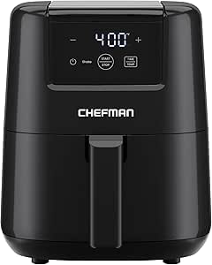 CHEFMAN 2 Qt Mini Air Fryer – Digital Space-Saving Compact Air Fryer with Nonstick and Dishwasher Safe Basket, Quick & Easy Meals in Minutes, Features Digital Timer and Shake Reminder – Black