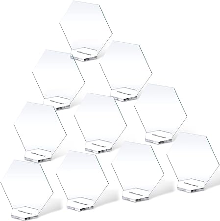 Zonon Acrylic Table Numbers 10 PC Hexagon Table Numbers Wedding Table Place Card with Holder Sublimation DIY Clear Table Name Cards for Wedding Reception Banquet Party