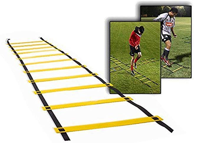 Monkeybrother 10 Rung Adjustable Training Agility Ladders with Black Carry Case