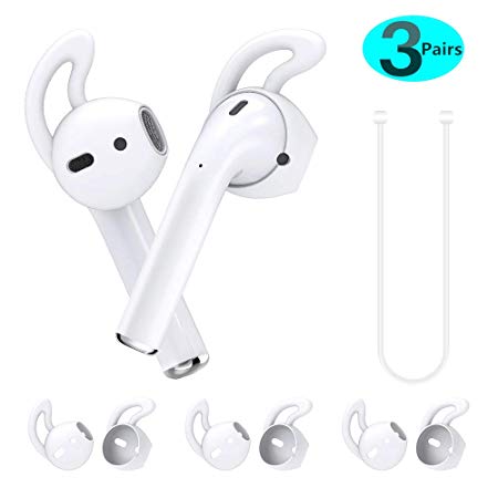 3 Pairs Silicone Ear Hooks Tips Covers Accessories Compatible with Apple AirPods or EarPods Headphones/Earphones/Earbuds by MRPLUM (White)