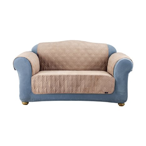 Sure Fit Quilted Suede Loveseat Pet Throw Taupe