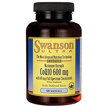 Swanson Maximum Strength Coq10 600 mg w/ 60 mg Tocotrienols 600 mg 60 Sgels