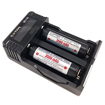 TWO 3500mAh 18650 PROTECTED Orbtronic (Panasonic Inside) Li-ion Rechargeable 3.7V Batteries & 2 Amp FAST Battery Charger Charging KIT (NEW Updated)