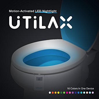 Utilax Toilet Nightlight Just 1 Motion/Light Sensor Activated, Lights Up Bowl In 16 Colors, Energy Saving Splash Proof, Fits All Toilets, Never Miss The Potty Again