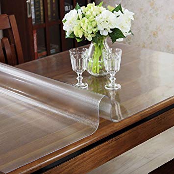 LovePads 1.5mm Thick 38 x 70 Inches Frosted Dining Room Table Protector, Rectangular Non-Slip Plastic Table Protective Pads, Kitchen Wood Grain Vinyl Tablecloth Cover