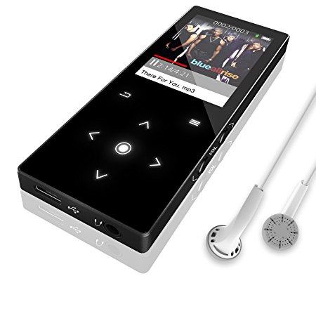 8GB MP3 Player with Bluetooth 4.0, Dansrueus Lossless HiFi Sound Audio Music Player with FM Radio/Recorder, Metal Shell Touch Button (Expandable SD Card up to 64GB) (M05 Black)
