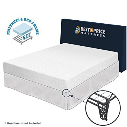 Best Price Mattress 8" Memory Foam Mattress and Premium Bed Frame Set, Queen