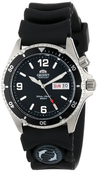 Orient Men's CEM65004B Black Mako Stainless Steel Automatic Watch with Black Rubber Band