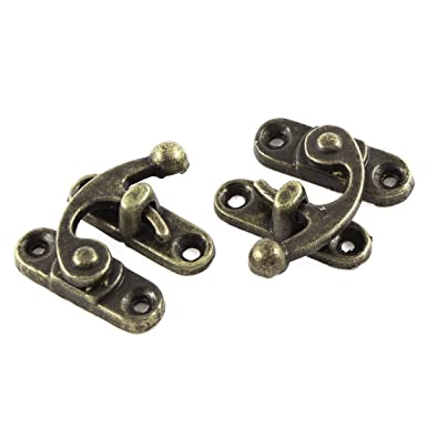 uxcell a15060800ux0322 33mmx29mm Jewelry Box Hasp Hook Lock Latch Antique Brass Color Zinc Alloy (Pack of 2)