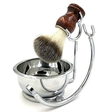 Strong Brush Stand   Men's Shaving Brush   Perfect Stainless Steel Shaving Soap Bowl,For Guaranteed Best Shave of Your Life. Use for Old Fashioned Double Edge Safety Razor or Multi Blade Razor