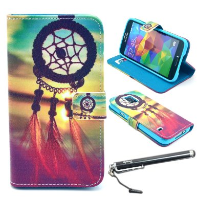 S5 Case, Galaxy S5 Case, Speedtek DreamCatcher Pattern Premium PU Leather Wallet Flip Protective Skin Case with Magnetic Closure for Samsung Galaxy S5 / Galaxy SV / Galaxy S V (2014) (Built-in Credit Card/ID Card Slot)
