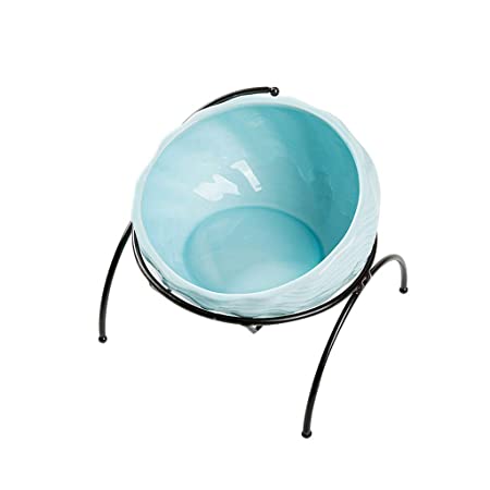 ballboU Dog Cat Bowl,Ceramic Pet Bowl with Non-Slip metal Stand for Cats