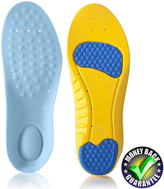 Dr.Koyama Arch Support Shoe Inserts for Plantar Fasciitis Shock Absorbing Flat Feet Sports Insoles US Men 6-8 Women 7.5-9.5