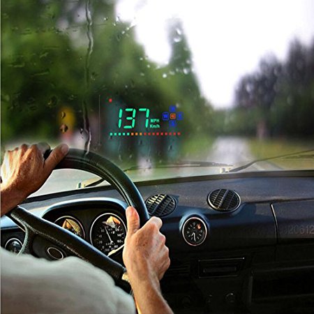 Heads Up Display,DODORO 3.5 inch A2 GPS Car HUD Bulit-in GPS Module Measure Driving Speeding Warning Projector Powered by Cigarette Lighter Compatible with all Cars