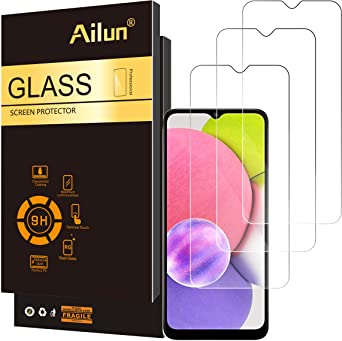 Ailun Glass Screen Protector for Galaxy A03s/A02/A02s 3Pack Tempered Glass 0.33mm Ultra Clear Anti-Scratch Case Friendly