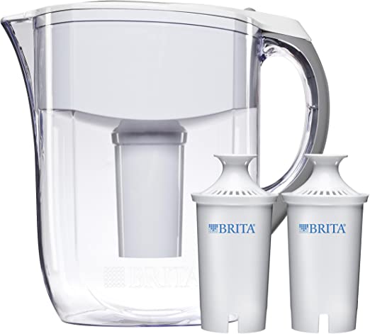 Brita 10 Cup White Grand Water Filter Pitcher with 2ct Filter