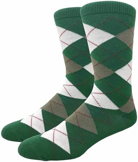 COUVER Men's Cotton Colorful Argyle Casual Crew Dress Socks for Groomsmen, Size 8 to 13