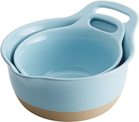 Rachael Ray Cityscapes Ceramic Mixing Bowl Set, Light Blue 2-Piece - 47524