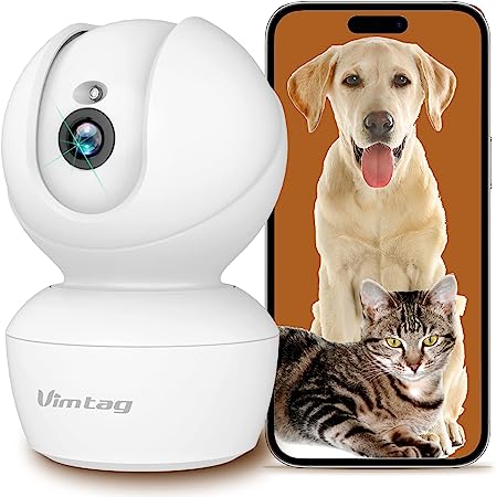 VIMTAG Indoor Camera, 2.5K/4MP HD 360° Pan/Tilt WiFi Camera for Dog/Pet/Baby/Home Security, AI Human/Sound/Motion Detection, Night Vision, 2-Way Audio, Cloud/Max 512GB TF Card Storage, Support Alexa