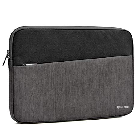 15.6 inch Laptop Sleeve, Evecase Water Repellent Shockproof Portable Carrying Sleeve Protective Case Bag with Accessory Pocket for 15-15.6 Inch MacBook Pro, Notebook Ultrabook - Black and Gray