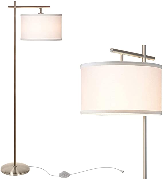 Modern Floor Lamp with Hanging Lamp Shade, 58 inch Tall Pole Light Overhangs Reading Standing Accent Lamp, Minimalist Bedside Floor Lamp for Living Room, Nursery, Bedroom, Dining Room, Office