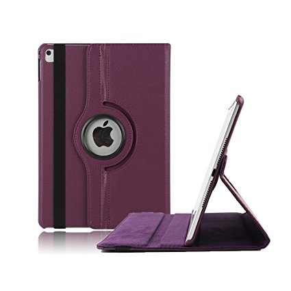 New iPad 2017 iPad 9.7 inch Case,Vangoog 360 Degree Rotating Stand Case with Smart Cover Auto Sleep / Wake Feature for Apple New iPad 9.7 inch,Purple