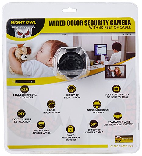Night Owl Security Products CAM-CM01-245 Wired Color Security Camera with Vandal Proof 3-axis Bracket and 60 Feet of Cable