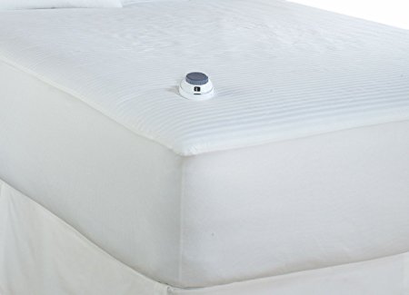 Serta 233-Thread Count Waterproof Low-Voltage Electric Heated King Mattress Pad, White