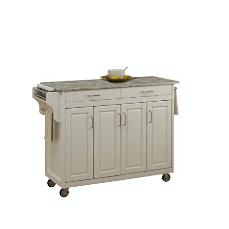 Create-a-Cart White 4 Door Cabinet Create-a-Cart with Concrete Top by Home Styles