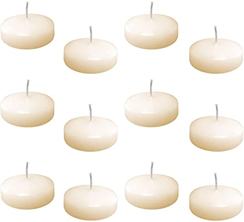 Super Z Outlet 2" Unscented Natural Color Water Floating Mini Candle Discs for Weddings, Home Decoration, Relaxation, Spa, Smokeless Cotton Wick. (24 Candles) (Ivory)