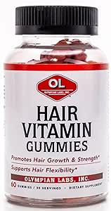 Olympian Labs Hair Vitamin Gummies | Rich in Vitamins and Minerals | 60 Count Great Tasting Berry Flavor