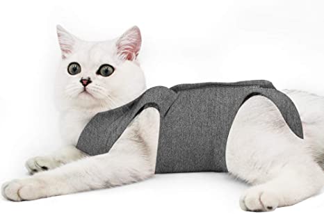 Cat Professional Recovery Suit for Abdominal Wounds or Skin Diseases, E-Collar Alternative for Cats and Dogs, After Surgery Wear, Pajama Suit