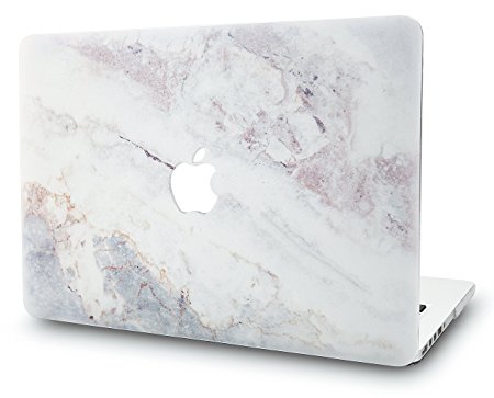 KEC MacBook Pro Retina 13 Inch Case (2015 Old gen.) Plastic Hard Shell Cover A1502 / A1425 (White Marble 2)