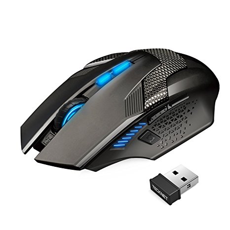 Gaming Mouse, TeckNet Programmable RAPTOR Prime 2.4G Wireless Gaming Mouse Mice, 4800DPI, 8 Buttons, 500Hz Return Rate, 5 DPI Adjustment Levels, 8 Buttons, Nano Receiver, LED Backlight and 30 Million Lifelong Clicks